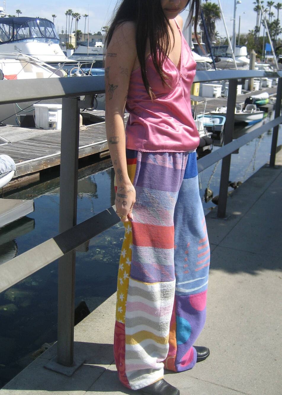 S/M PREORDER - Towel Patchwork Pieced Pant (Ships August 1st-7th)